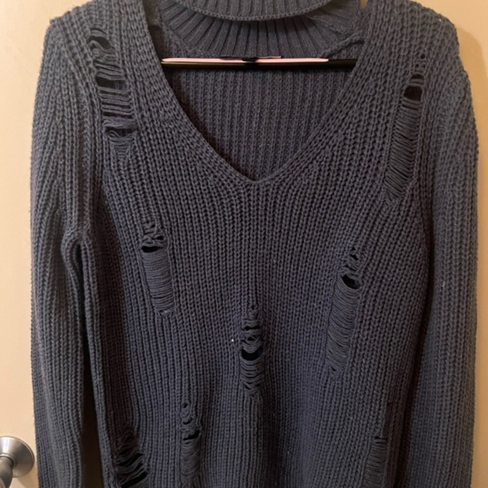 Derek Heart Charcoal V-Neck Sweater